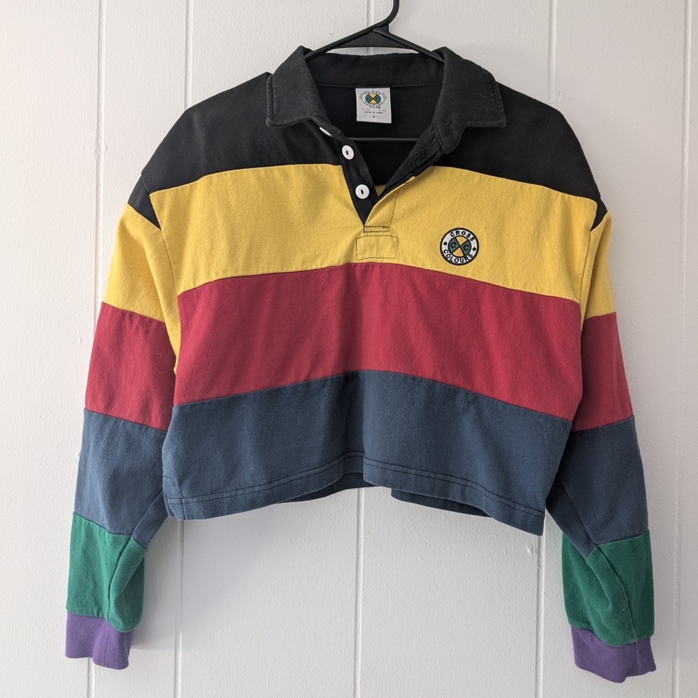 Cross Colours Crop Stripe Panel Rugby Top